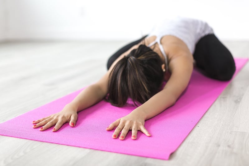 Yoga pose with deep breathing